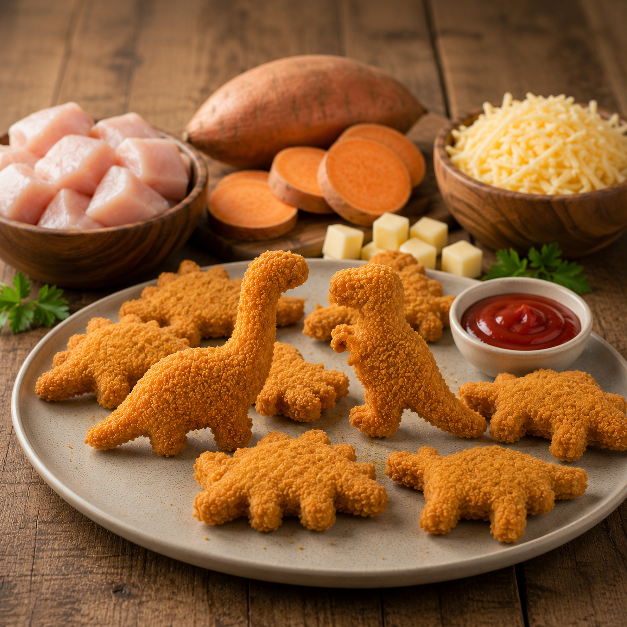 Chicken & Sweet Potato Dino Nuggets